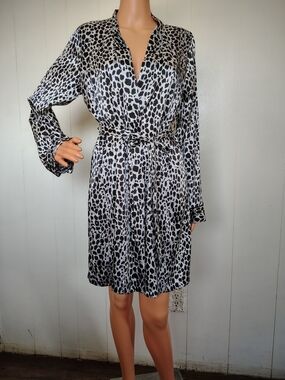 Apt. 9 Intimates Satin Leopard Print Short Robe - Size S